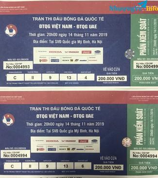 Ảnh Cặp vé khán đài C tầng II cửa 9 trận Việt Nam - UAE