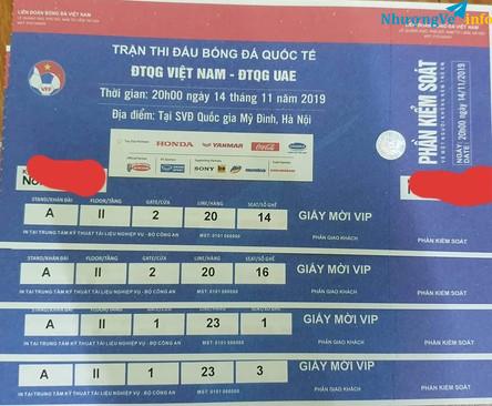 Ảnh Vé mời , mời vip cho trận Thái và uae hàng có sẵn new đẹp mê phê