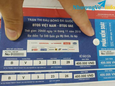 Ảnh Bán cặp vé 400k VN - UAE Khán đài B giá 2tr5