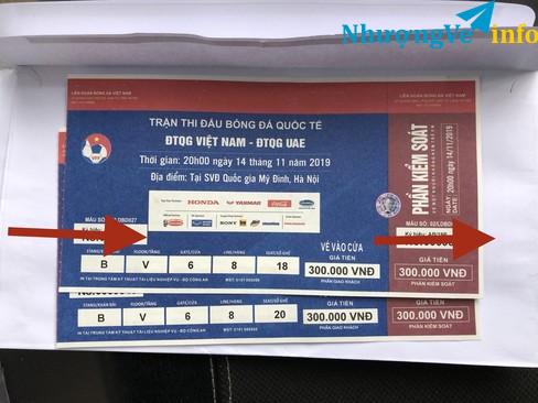 Ảnh Cặp vé khán đài B tầng 5 cửa 6 mệnh giá 300k