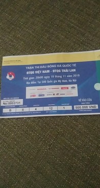 Ảnh 1 vé lẻ 500k B tầng 2 cửa 4 hàng 12........THÁI LAN