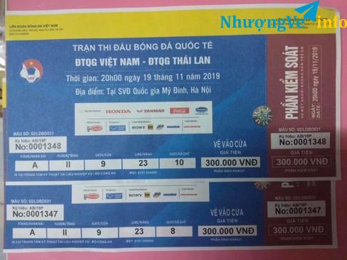 Ảnh 1 cặp vé 300k Thái Lan khán đài A tầng 2 cửa số 9 hàng 23