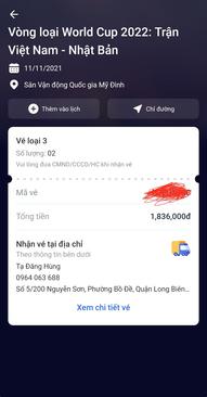 Ảnh 01 cặp Vé bóng đá vn vs nb loại 3