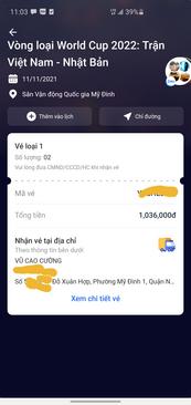 Ảnh Cần bán 2 cặp vé loại 500k Vòng loại WC trận Nhật Bản