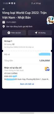 Ảnh Cần bán 2 cặp vé loại 500k Vòng loại WC trận Nhật Bản