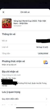 Ảnh Pass lại 2 đôi vé NB (11/11) & Ả Rập (16/11)