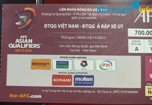 Ảnh Pass lại cặp vé khán đài A giá gốc trận VN - Ả Rập