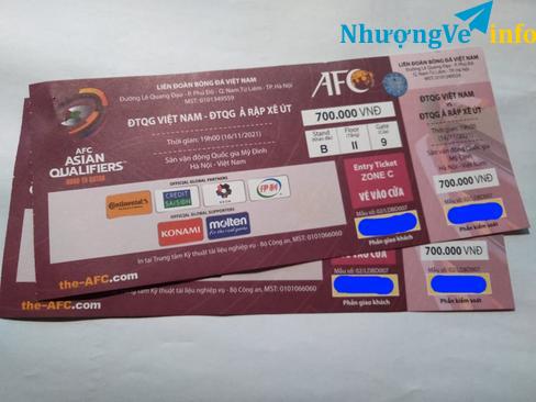 Ảnh Pass lại cặp vé 700K trận VN - AR X0.5