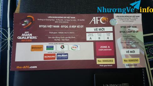 Ảnh Cần nhượng 1 vé khán đài A Việt Nam - Ả Rập (vé mời) 500k