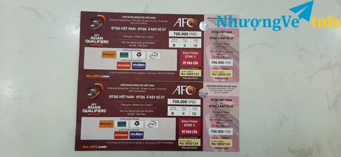 Ảnh Bán cặp vé VN - Ả rập 500k, khán đài B, giá gốc 1,4 triệu