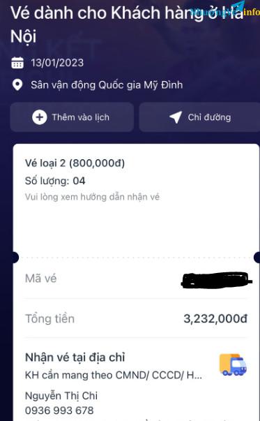 Ảnh Em có 2 cặp vé chung kết loại 1 và 2 cần bán . Lh 0936993678 để đc gía sales off