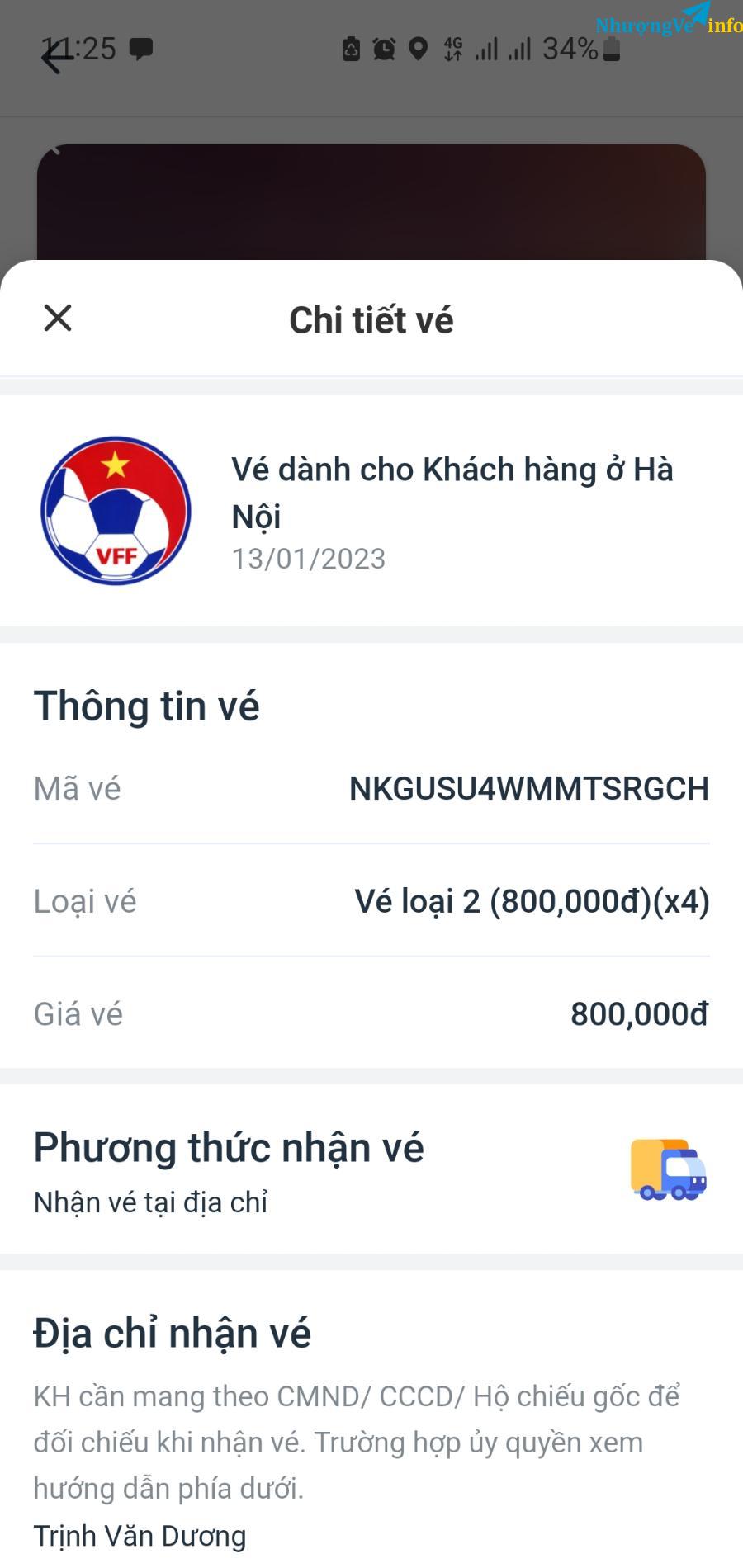 Ảnh Nhượng lại 4 vé khán đài B trận chung kết lượt đi ngày 13.1.2022