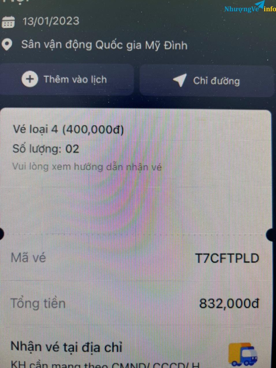Ảnh nhượng lại vé trận CK