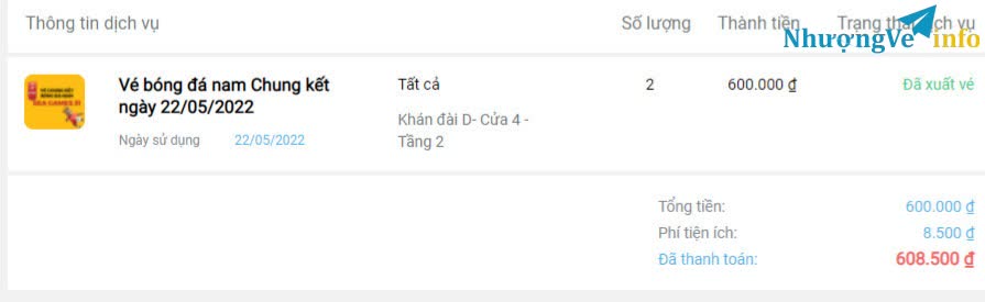 Ảnh Vé Chung kết và trận tranh hạng 3 Seagame 31