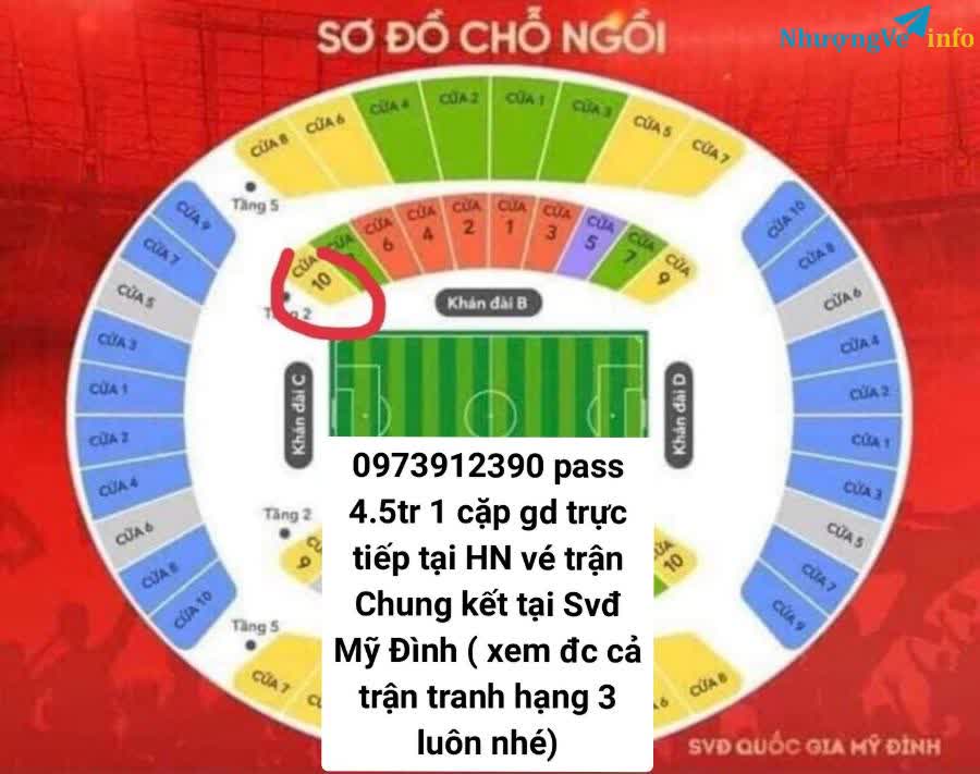 Ảnh Pass cặp vé chung kết Seagame 22.5 tại Mỹ đình