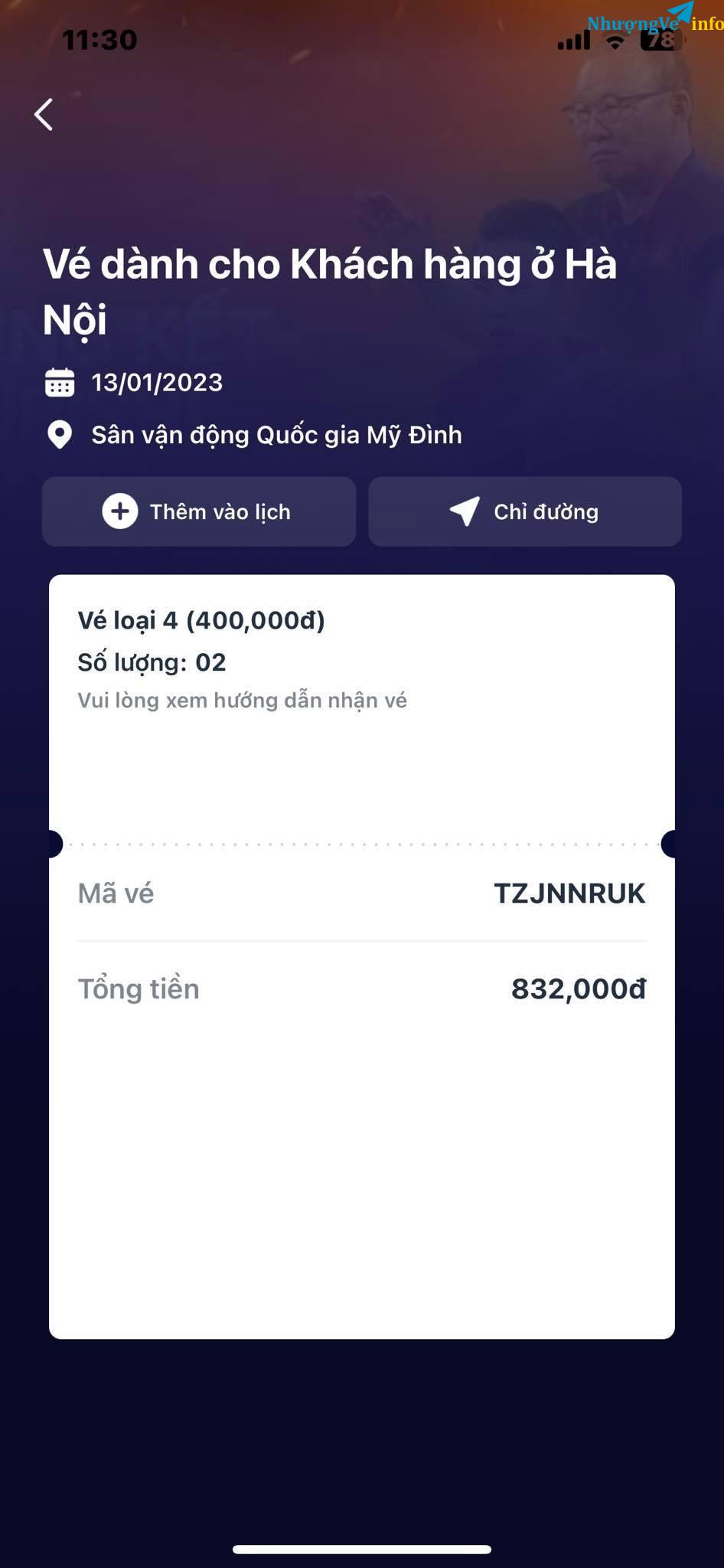 Ảnh 4 vé liền nhau khán đài C, 2.6 triệu/ 4 vé