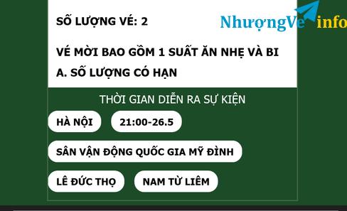 Ảnh VÉ BÓNG ĐÁ XEM CUP C1 MÀN HÌNH LỚN Ở SÂN MỸ ĐÌNH HÀ NỘI