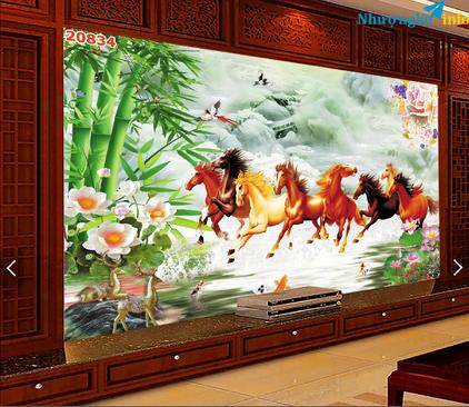 Ảnh Tranh dán tường đồng quê tranh cá tranh ngựa 3d 5d giá rẻ