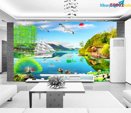 Ảnh Mua tranh dán tường 3d 5d tranh lụa kim tuyến