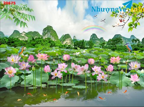 Ảnh tranh dán tường 3d 5d tranh lụa tranh kiêm tuyến phủ bóng