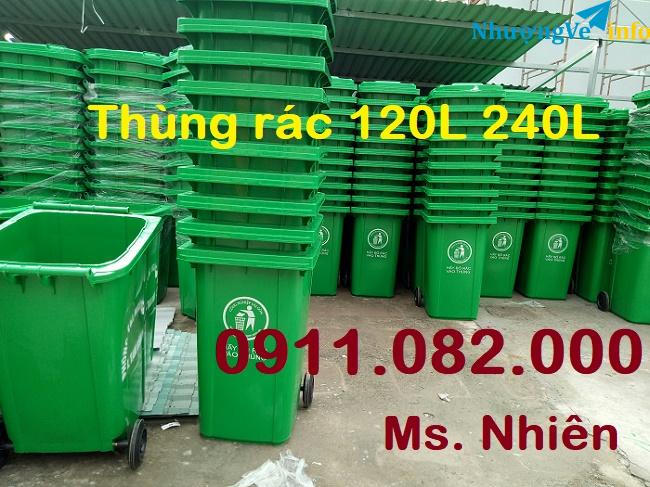 Ảnh Giá thùng rác 120 lít- Thùng rác 240 lít 660 lít giá rẻ tại hậu giang- lh 0911.082.000