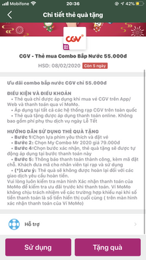 Ảnh VOCHER MUA COMBO BẮP NƯỚC TẠI CGV