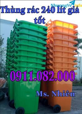 Ảnh Thùng rác giá sỉ lẻ- thùng rác 120L 240L nhựa hdpe nắp kín- lh 0911.082.000