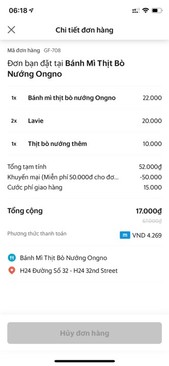 Ảnh 10 Voucher GRAB FOOD 50k tự nhập vào mục khuyến mãi giảm thẳng