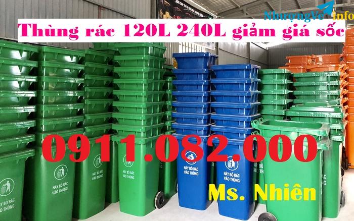 Ảnh Thùng rác 240 lít giá rẻ tại hậu giang- thùng rác có bánh xe, nắp kín- lh 0911082000