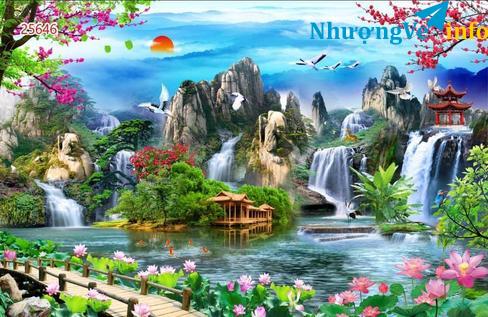 Ảnh Tranh dán tường phong cảnh sơn thuỷ hữu tình