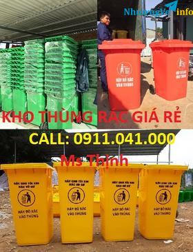Ảnh Thùng rác 120l nắp kín 240l màu xanh lá lh 0911.041.000