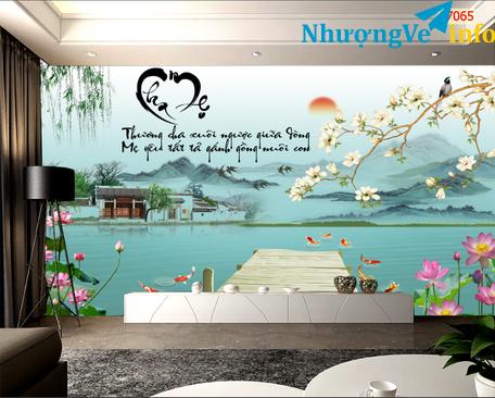 Ảnh Tranh dán tường chất liệu vải lụa uv phủ bòng