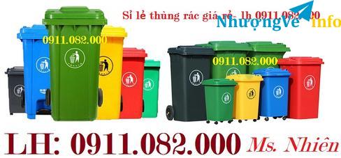 Ảnh Sỉ thùng rác 240 lít giá rẻ tại bạc liêu- thùng rác nhựa hdpe giá thấp- lh 0911082000