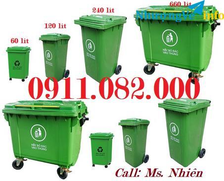 Ảnh Thùng rác 120L 240L 660L giá rẻ-thùng rác 2 ngăn giá sỉ tại cần thơ