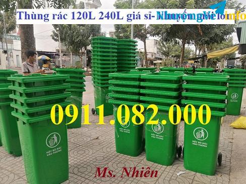Ảnh Thùng 240 lít giá rẻ- xả kho thùng rác mới 100%, thùng rác 2 ngăn-lh 0911082000