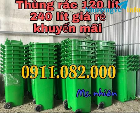 Ảnh Xe gom rác 660 lít giá rẻ tại vĩnh long- thùng 120 lít 240 lít, thùng rác đạp chân giá sỉ- lh 091108