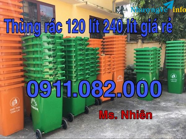 Ảnh Thùng rác nắp kín giá sỉ lẻ- thùng rác 120l 240l 660l giá rẻ tại bình dương- lh 0911.082.000