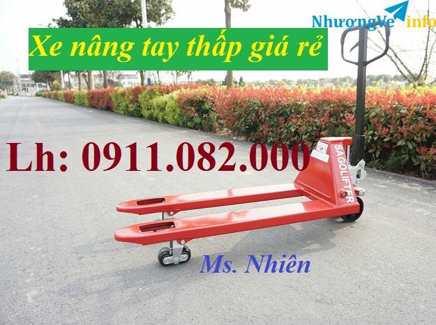 Ảnh Xe nâng tay thấp 3 tấn giá rẻ tại bạc liêu- xe nâng tay càng rộng dài 1220mm- lh 0911082000