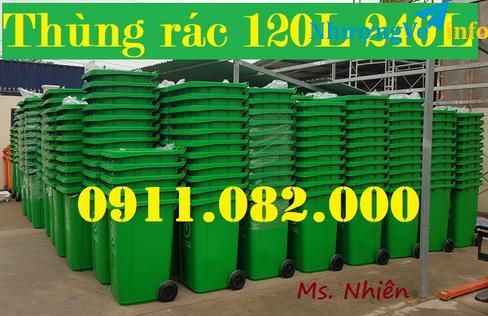 Ảnh Thùng rác 240 lít màu cam, thùng rác 240 lít giá rẻ, thùng rác 2 bánh xe nắp kín- lh 0911082000