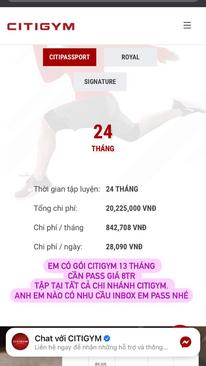 Ảnh Thẻ tập gym citypassport 13 tháng.