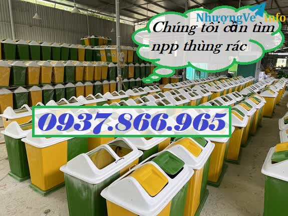 Ảnh Thùng rác đôi phân loại rác, thùng rác nhựa composite, thùng rác treo, cần tìm sỉ thùng rác