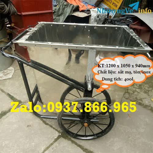 Ảnh Giá xe gom rác tôn, xe đẩy rác, thùng rác tôn, xe gom rác thải sinh hoạt, bán buôn xe gom rác