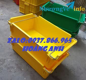 Ảnh Thùng nhựa đặc có quai sắt, thùng nhựa, thùng a2, hộp nhựa cơ khí