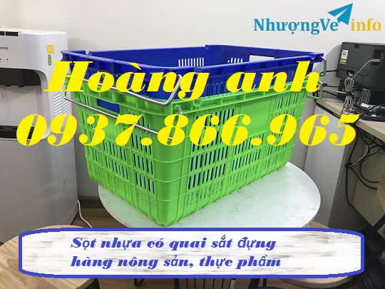 Ảnh Sọt nhựa hở có quai xách, sọt nhựa rỗng- sóng nhựa hở, sọt nhựa, sóng nhựa HS011