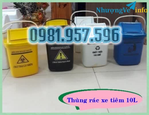 Ảnh Thùng rác năp lật 5L, thùng rác cho xe tiêm, thùng rác xe đẩy