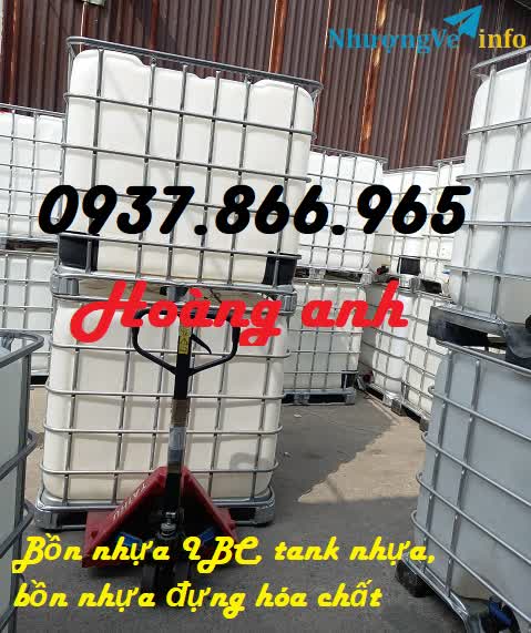 Ảnh Bồn nhựa màu trắng, thùng nhựa 1000l,thùng nhựa màu trắng có khung thép có van xả dưới đáy