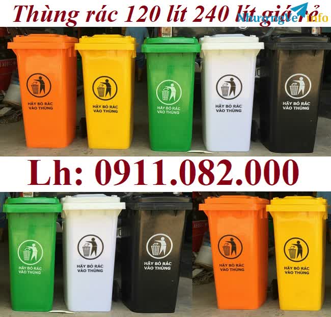 Ảnh Sỉ thùng rác 120L 240L 660L giá rẻ tại quận 7, quận 8, quận 9- thùng rác nắp kín- lh 0911082000