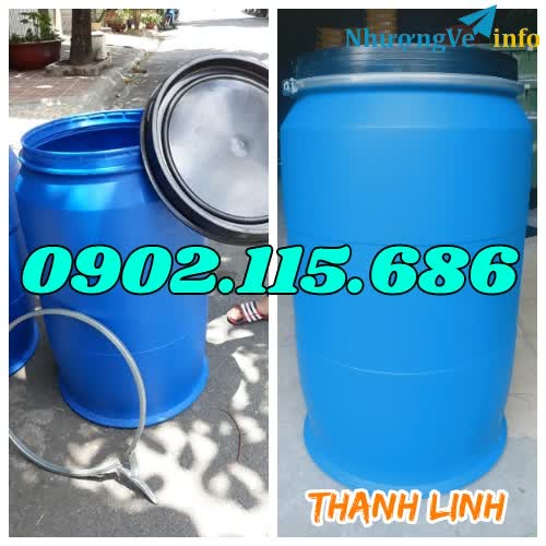 Ảnh Phuy nhựa nắp mở, phuy 220 lít nắp mở, phuy nhựa cũ, phi nhựa, thùng phuy nhựa đựng hóa chất, thùng phuy đựng thực phẩm, phuy 220 lít nắp mở.