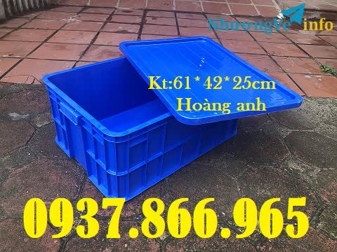 Ảnh Cung cấp thùng nhựa có nắp, Thùng nhựa cao 25, khay nhựa màu xanh