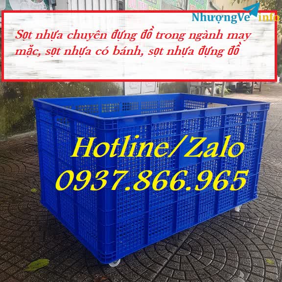 Ảnh Sọt nhựa dùng trong nhà xưởng, sóng nhựa rỗng, sọt nhựa có bánh xe
